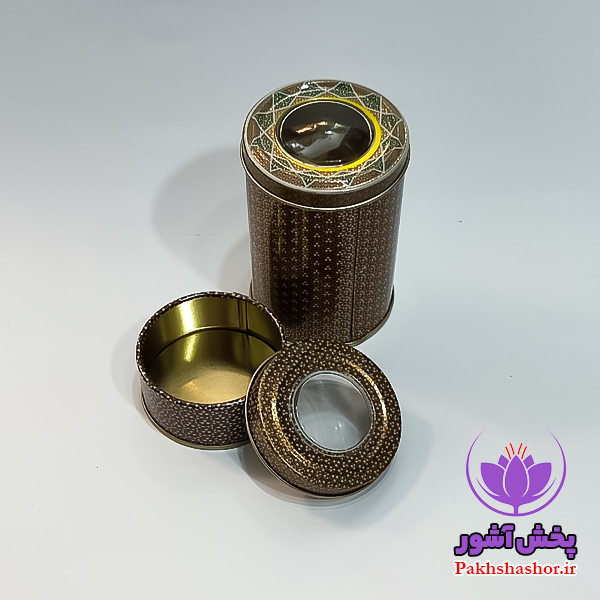 ظروف فلزی بسته بندی زعفران-طرح خاتم استوانه ای