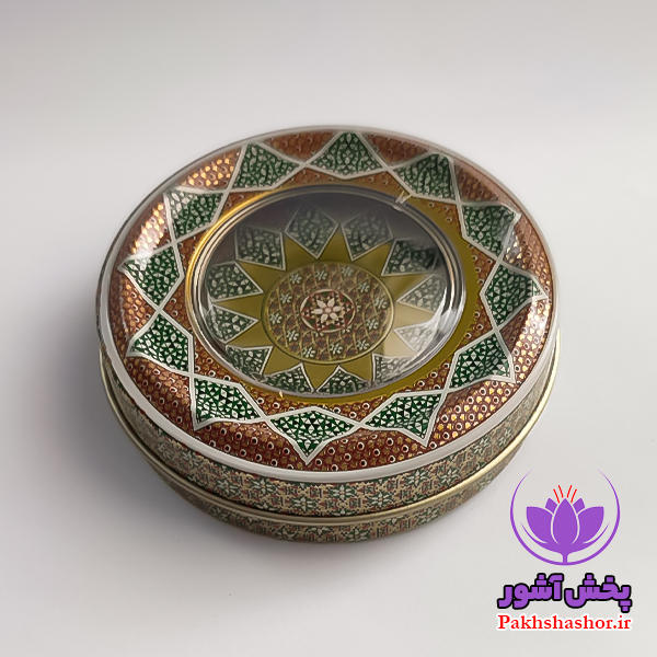 ظروف فلزی بسته بندی زعفران-طرح خاتم 5 گرم دو طرفه