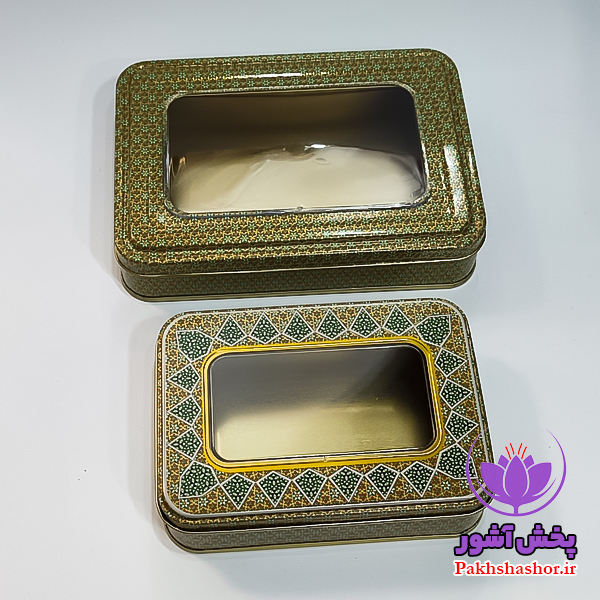 ظروف فلزی بسته بندی زعفران-خاتم مستطیل باقلوا آجیل عسل