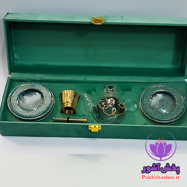 جعبه زعفران صادراتی – پک مخمل دو خاتم هاون و قوری